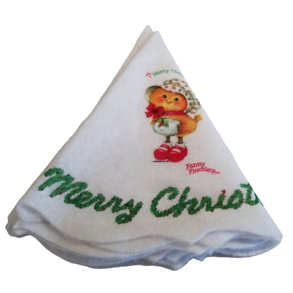 Vintage Christmas Tree Skirt Morgan Inc Feather Finchley 1980s Birds Chicks Felt - Picture 12 of 13